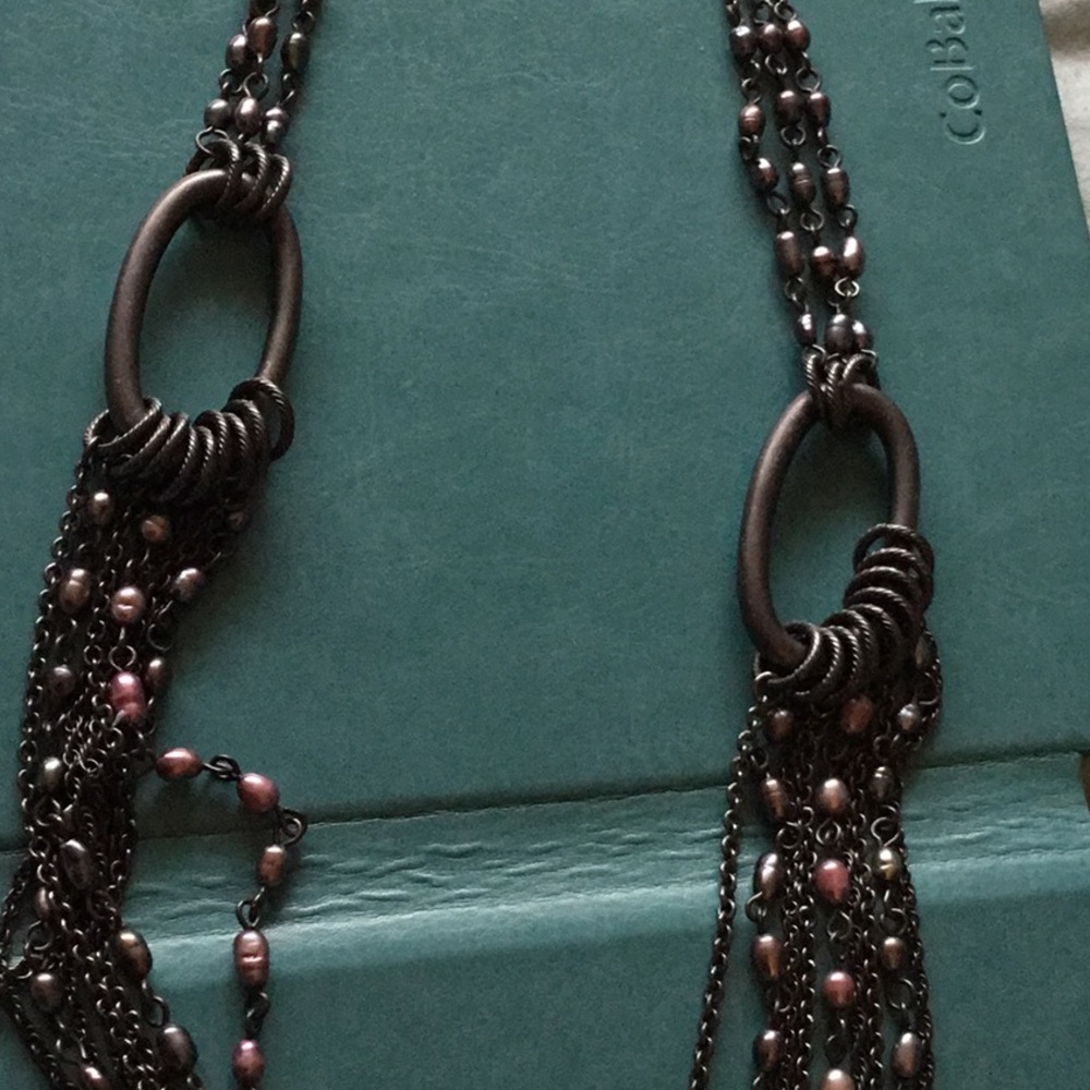 ❤️Hematite with tiny pearls,Lia Sophia necklace - Picture 4 of 9